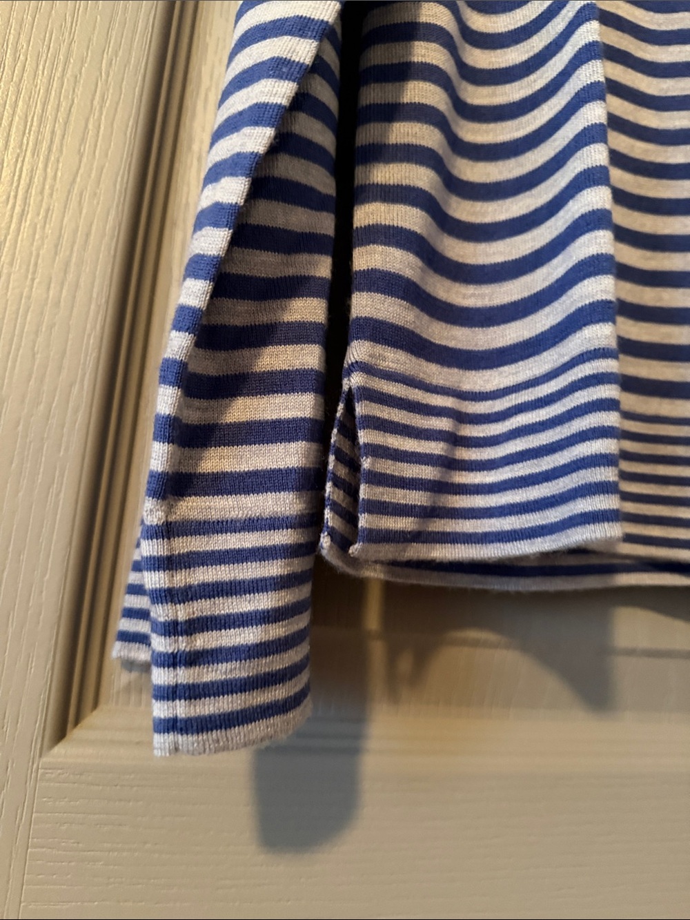 Merino Wool-Silk Blend Crewneck Sweater blue iris stripe size XS - Picture 7 of 9